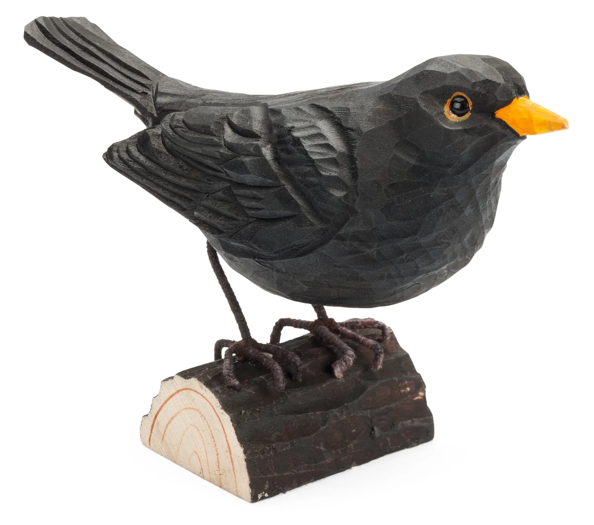 Gartendekoration * Wildlife Garden Amsel Lindenholz handgeschnitzt