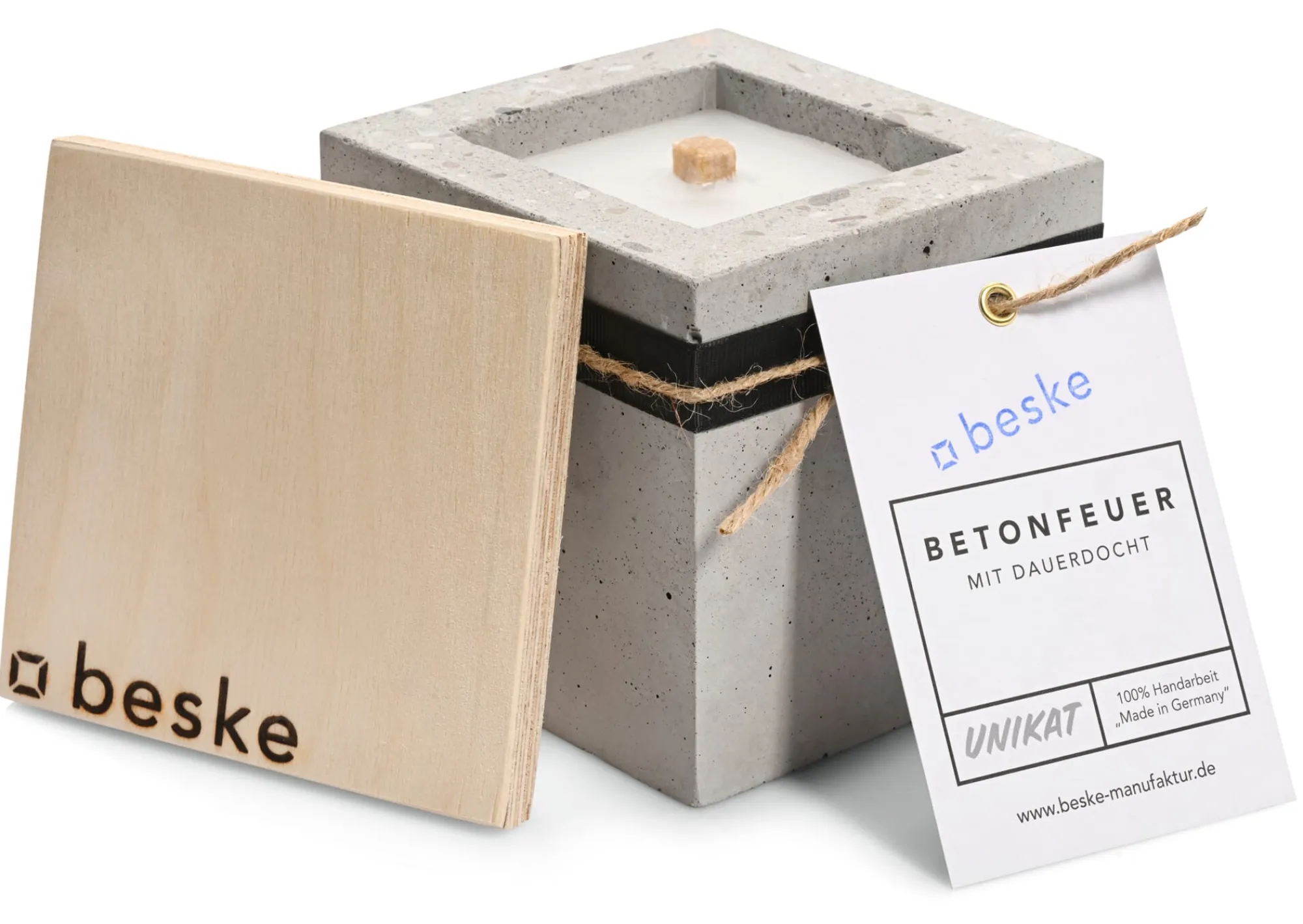 Gartenfackeln * Beske-Manufaktur Betonfeuer Würfel