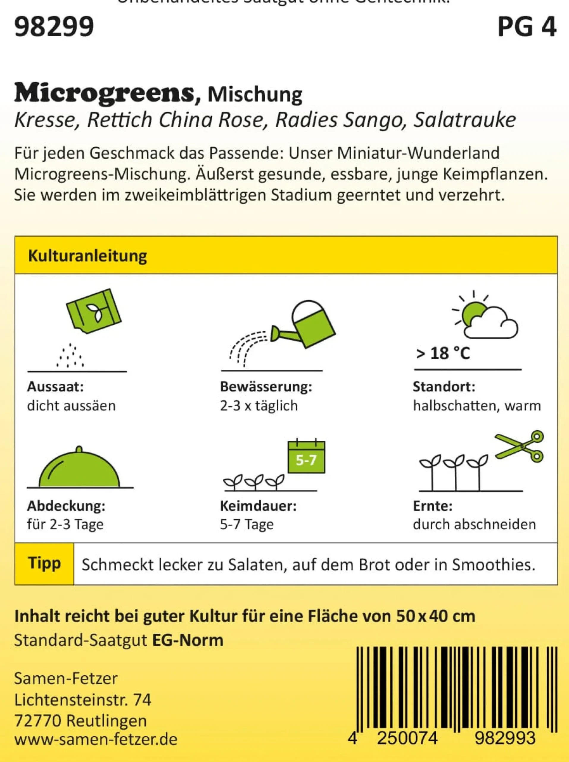 Gemüsesamen|Gemüsepflanzen * Samen-Fetzer Bio-Saatgut Microgreens