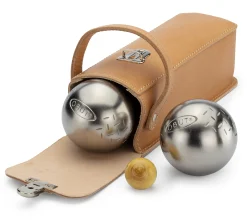 Bewegungsspiele * Boules Matz Bouletasche Leder für 3 Kugeln