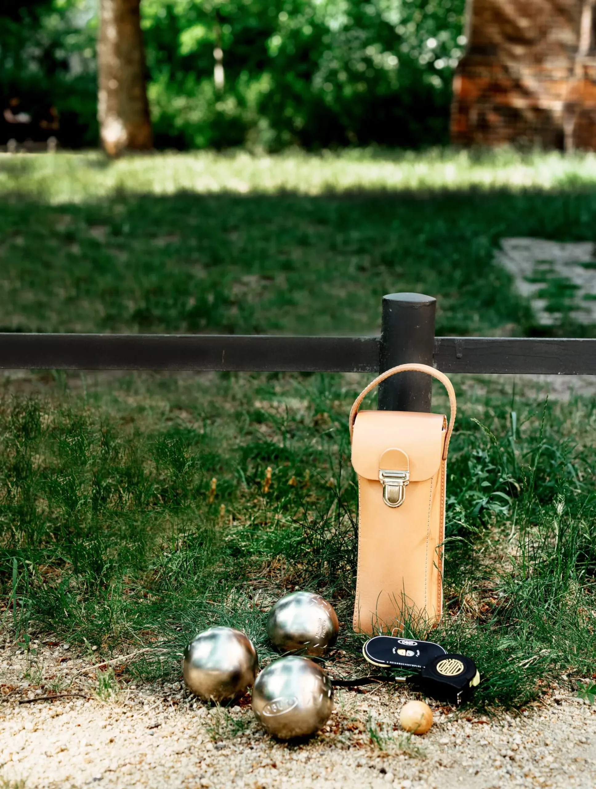 Bewegungsspiele * Boules Matz Bouletasche Leder für 3 Kugeln