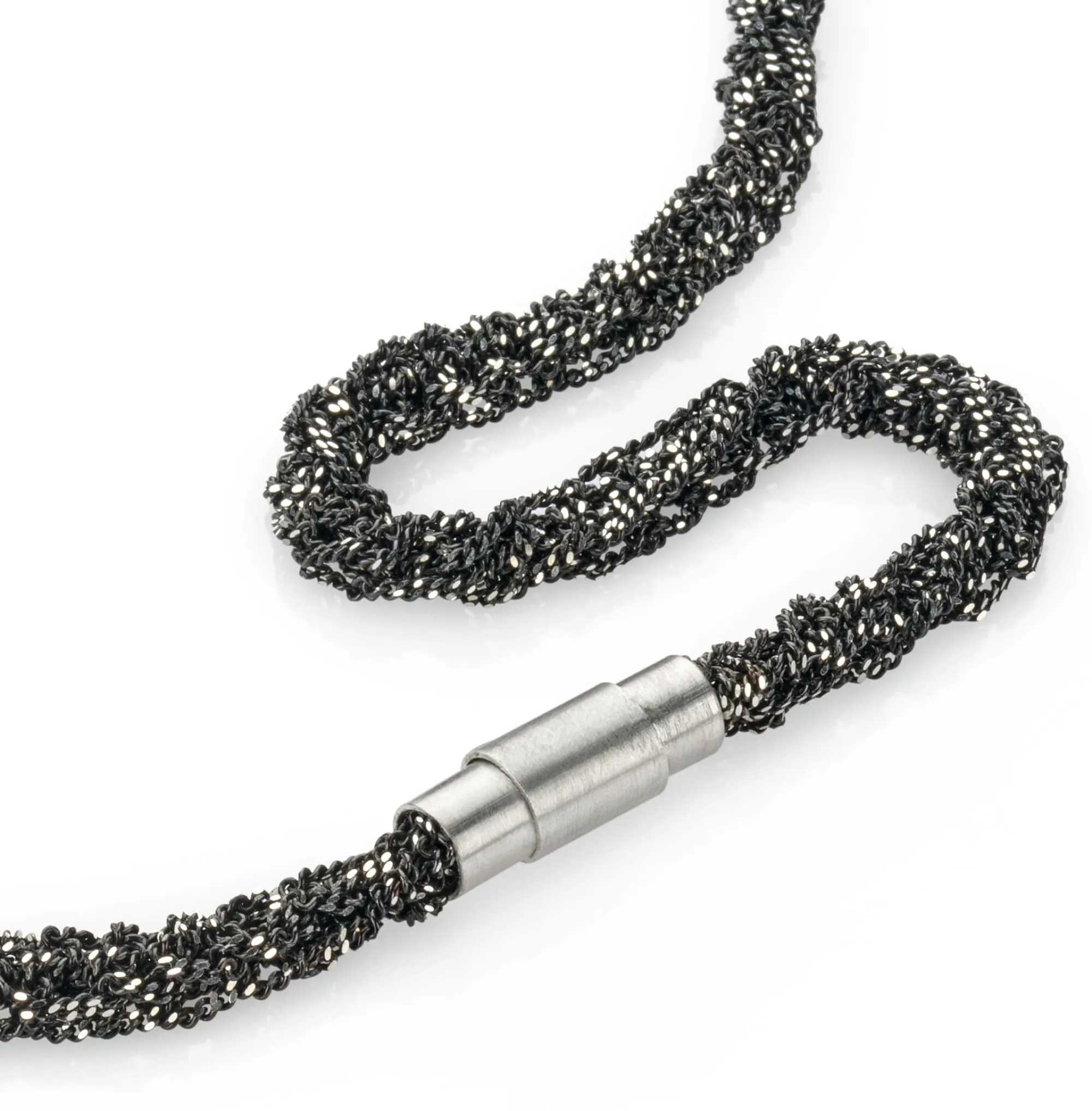 Schmuck * Maria Rzewuska Designerschmuck Collier gestrickt, Silber oxidiert
