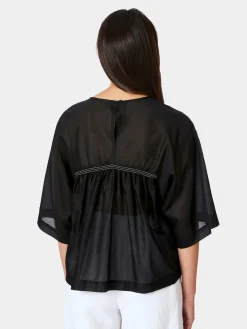 Blusen * LANIUS Damenbluse mit Kräuseln Schwarz
