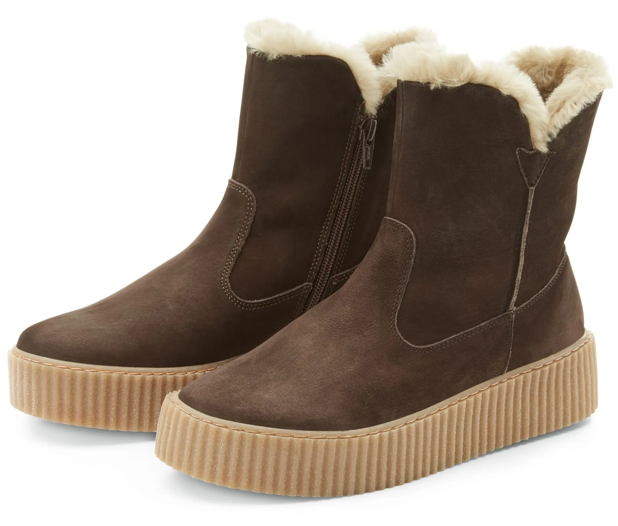 Stiefel * Werner Schuhe Damenboot mit Lammfell Braun