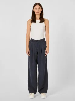 Hosen * Manufactum Damen-Bundfaltenhose Lyocell Dunkelblau