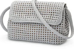 Umhänge- & Handtaschen * Allan K Damen-Handtasche geknüpft, hellgrau