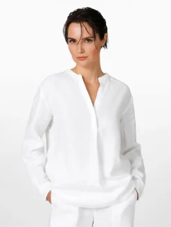 Blusen * LANIUS Damen-Hemdbluse Leinen Weiß