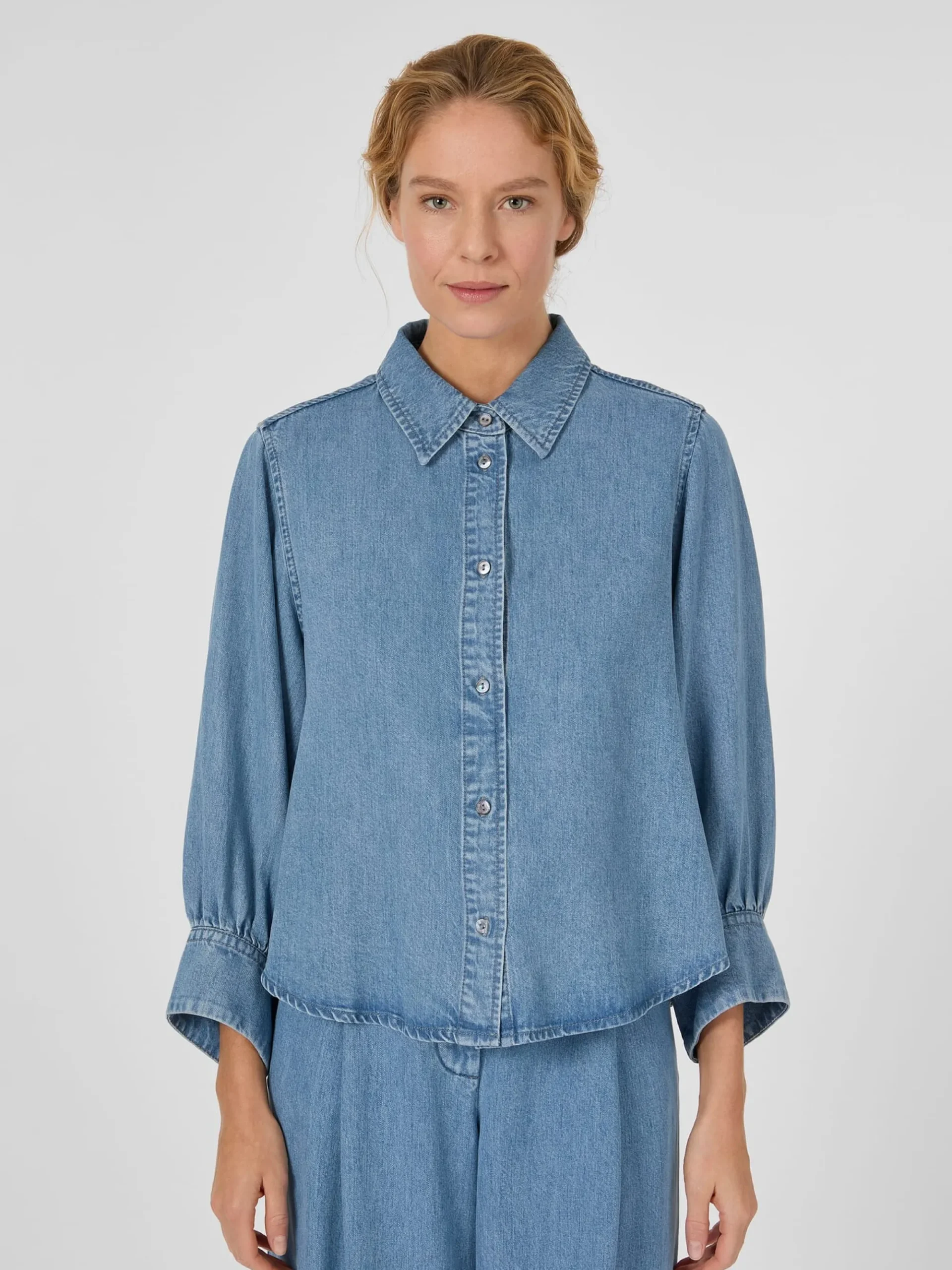 Blusen * LANIUS Damen-Jeansbluse TENCEL™ Denim