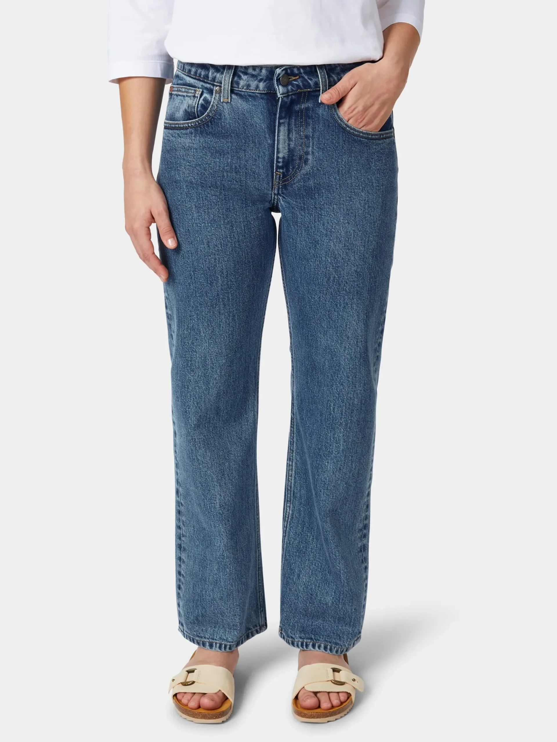 Hosen|Jeans * Mud Jeans Damenjeans gerades Bein Mittelblau