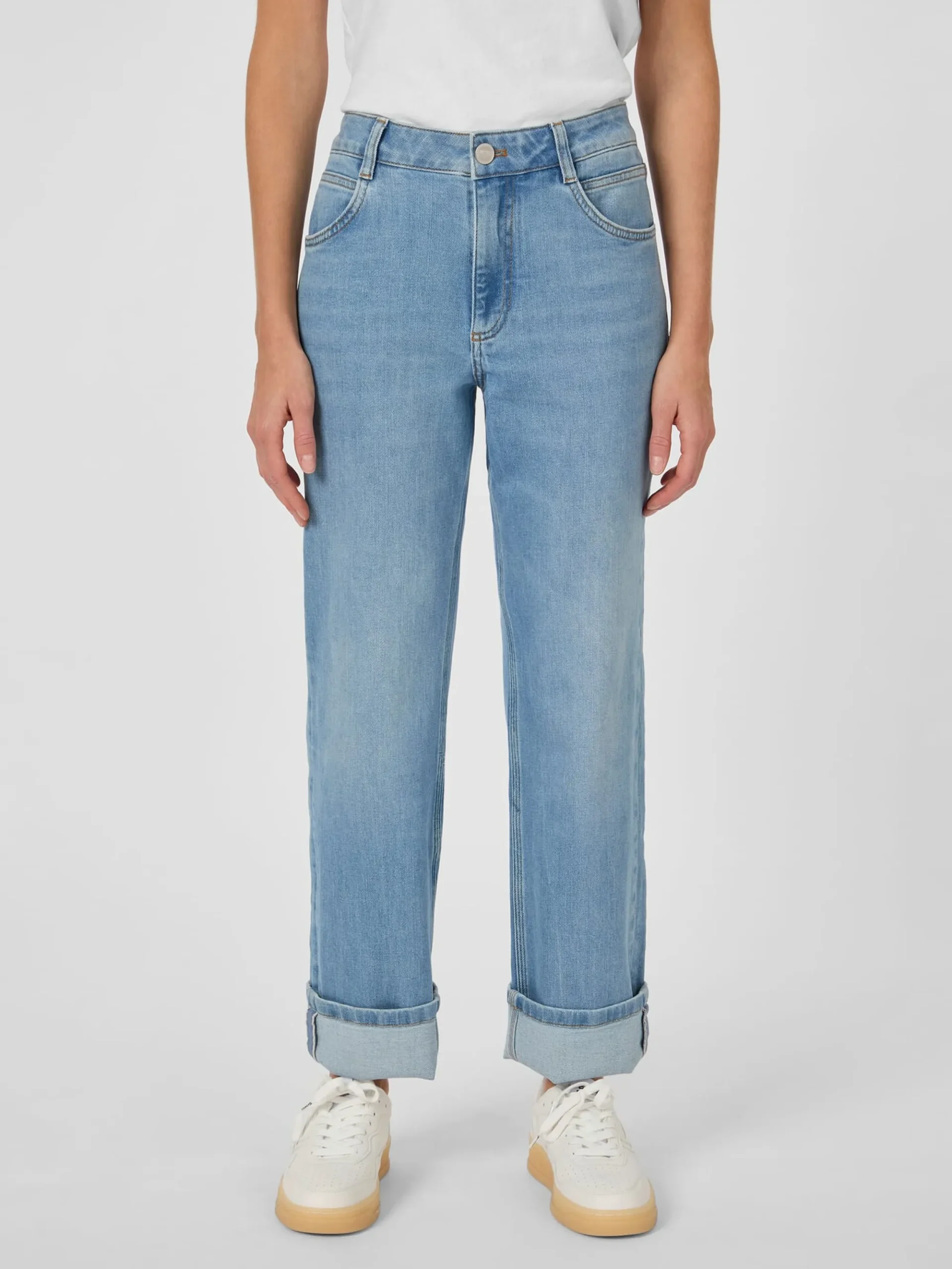Hosen|Jeans * LANIUS Damenjeans mit Aufschlag Hellblau