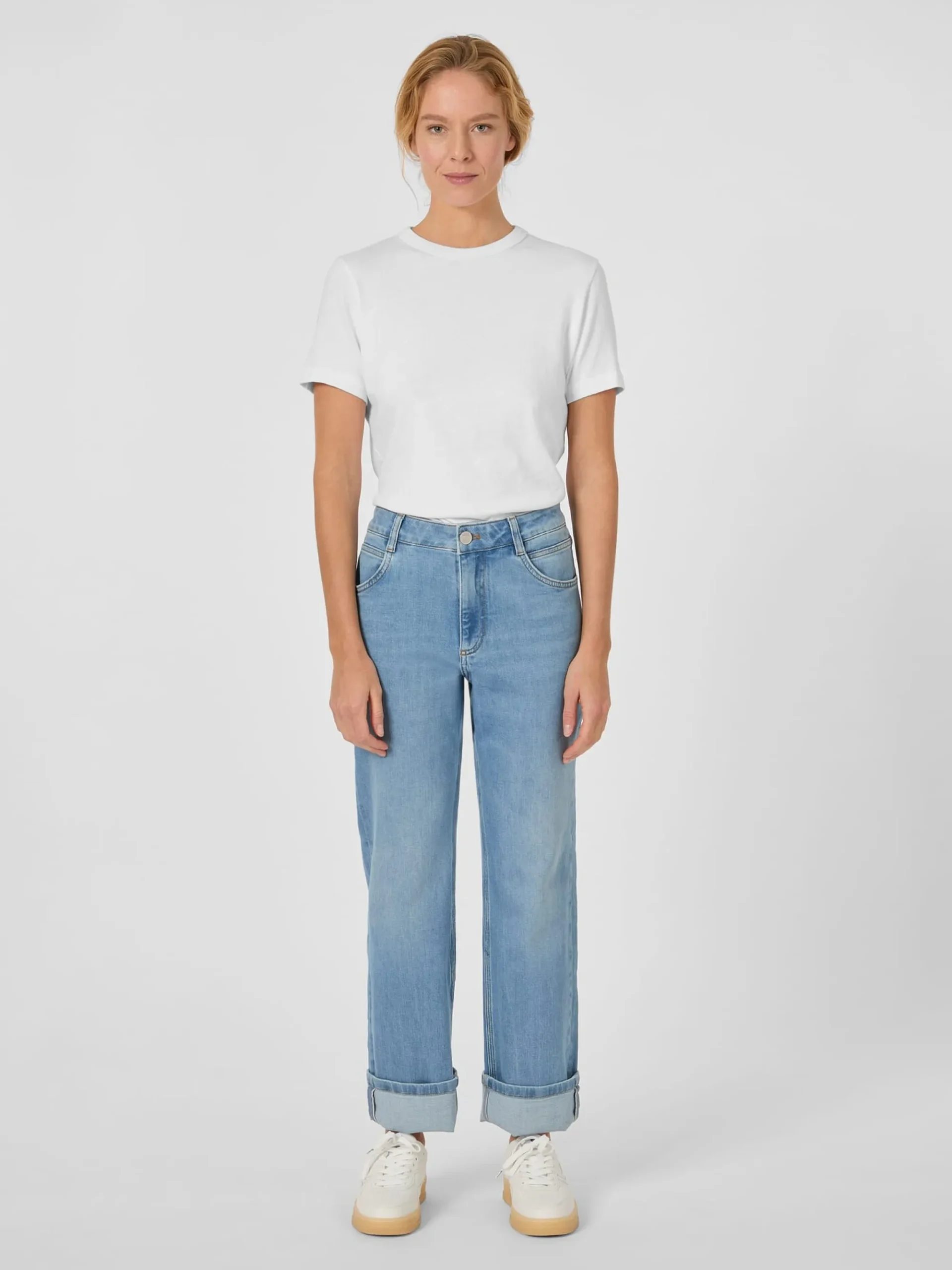 Hosen|Jeans * LANIUS Damenjeans mit Aufschlag Hellblau