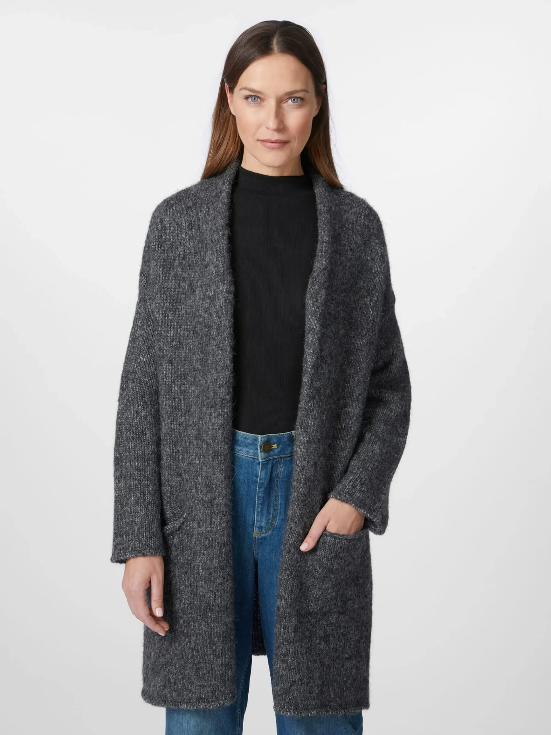 Strickjacken * Les Racines du Ciel Daen-Langtrickjacke Anthrazit