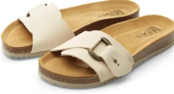 Sandalen|Freizeitschuhe * Grand Step Shoes Damen-Lederpantolette Creme