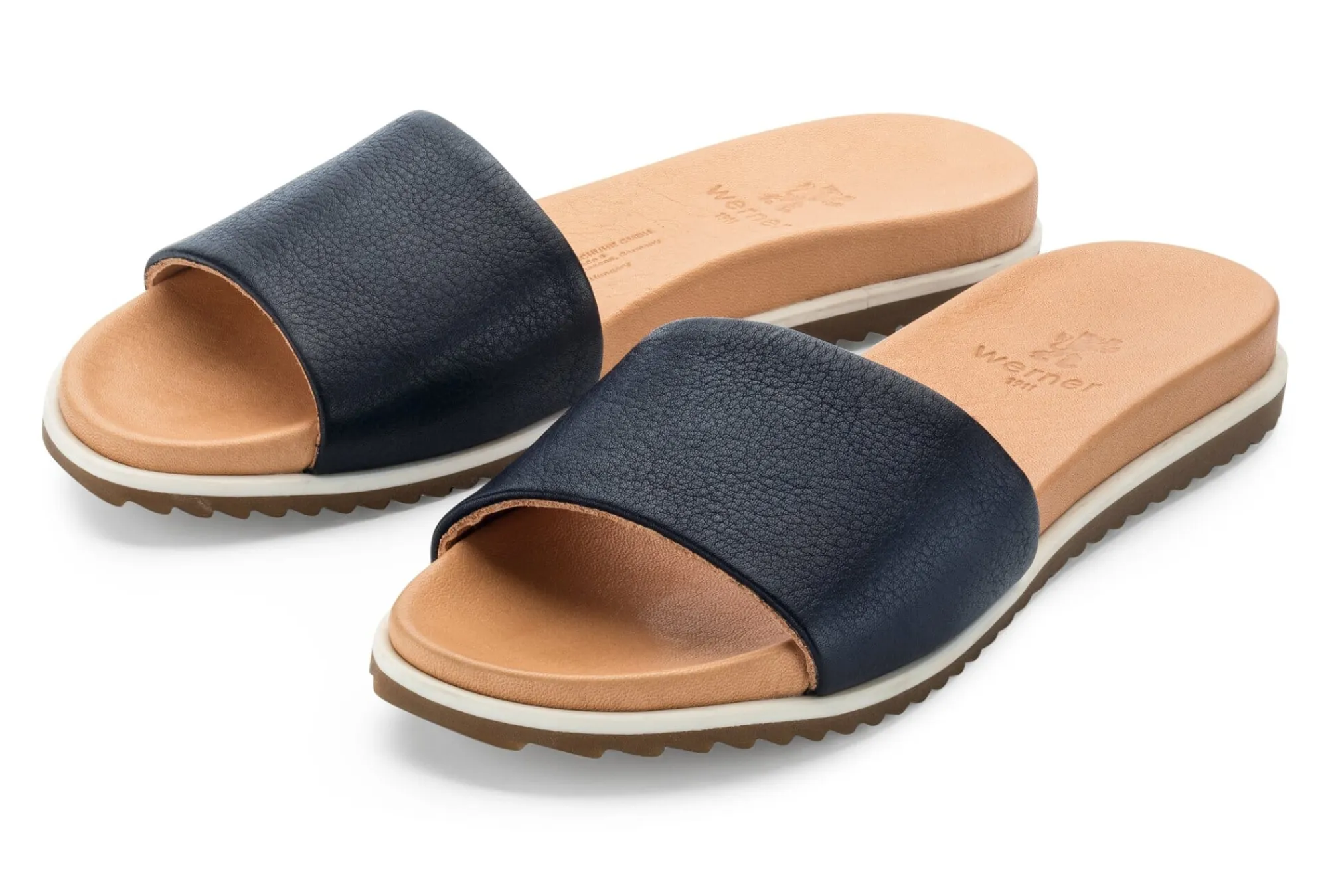Sandalen|Freizeitschuhe * Werner Schuhe Damen-Lederpantolette Dunkelblau