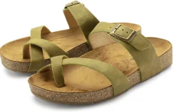 Sandalen|Freizeitschuhe * Haflinger Damen-Lederpantolette Oliv
