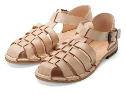 Freizeitschuhe * Punto Pigro Damen-Ledersandale Natur