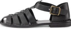 Sandalen|Freizeitschuhe * Punto Pigro Damen-Ledersandale Schwarz