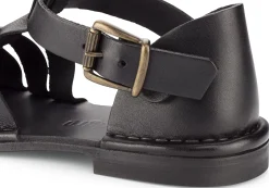 Sandalen|Freizeitschuhe * Punto Pigro Damen-Ledersandale Schwarz