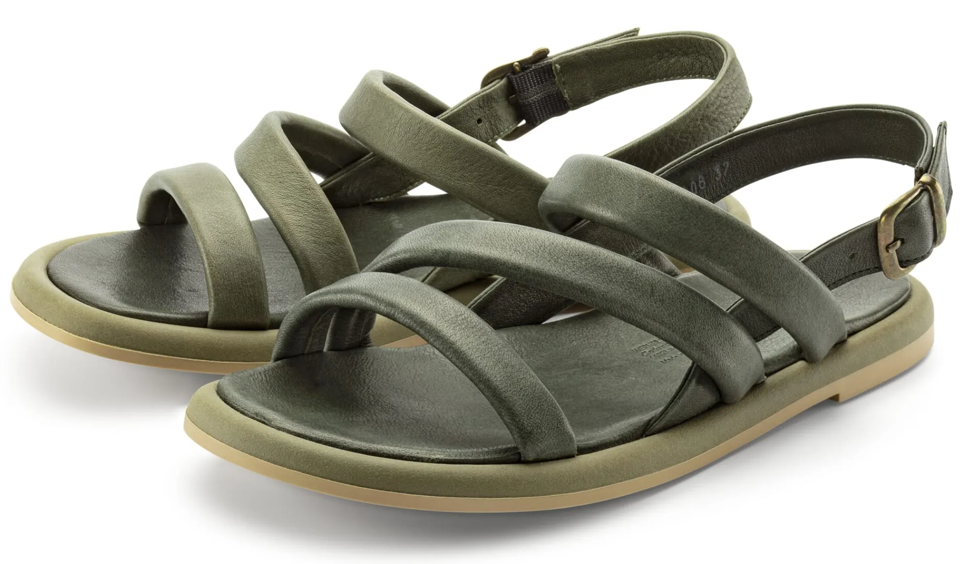 Sandalen|Freizeitschuhe * Werner Schuhe Damen-Ledersandale Grün