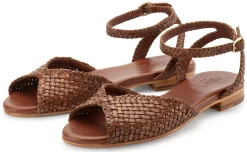 Sandalen|Freizeitschuhe * Allan K Damen-Ledersandale geflochten Braun