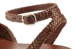 Sandalen|Freizeitschuhe * Allan K Damen-Ledersandale geflochten Braun