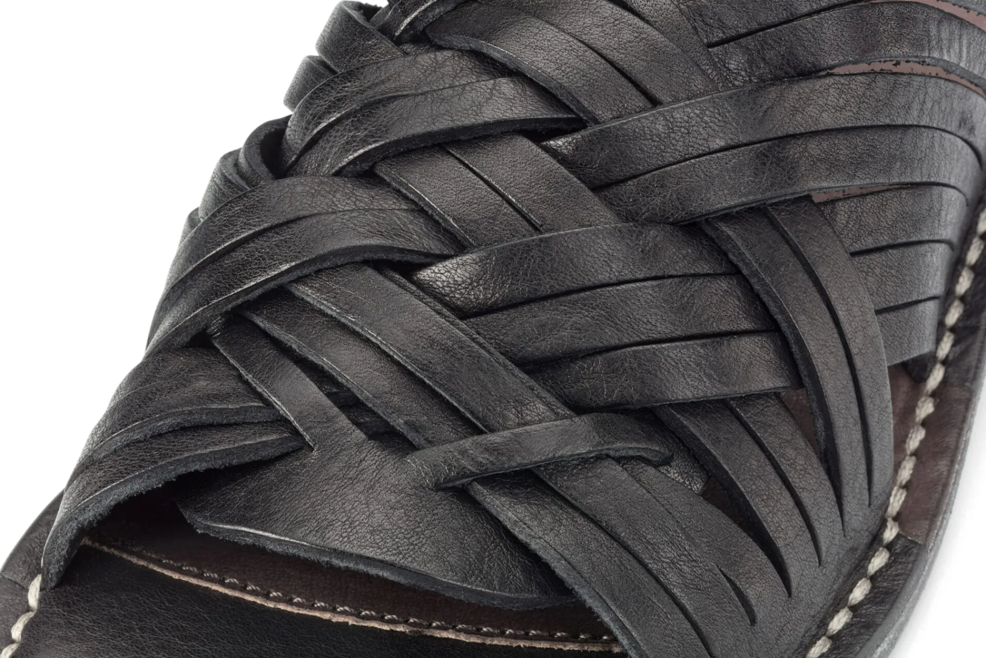Sandalen|Freizeitschuhe * Astorflex Damen-Ledersandale geflochten Schwarz