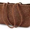 Einkaufstaschen & -Körbe|Umhänge- & Handtaschen * Allan K Damen-Ledershopper geflochten, Braun