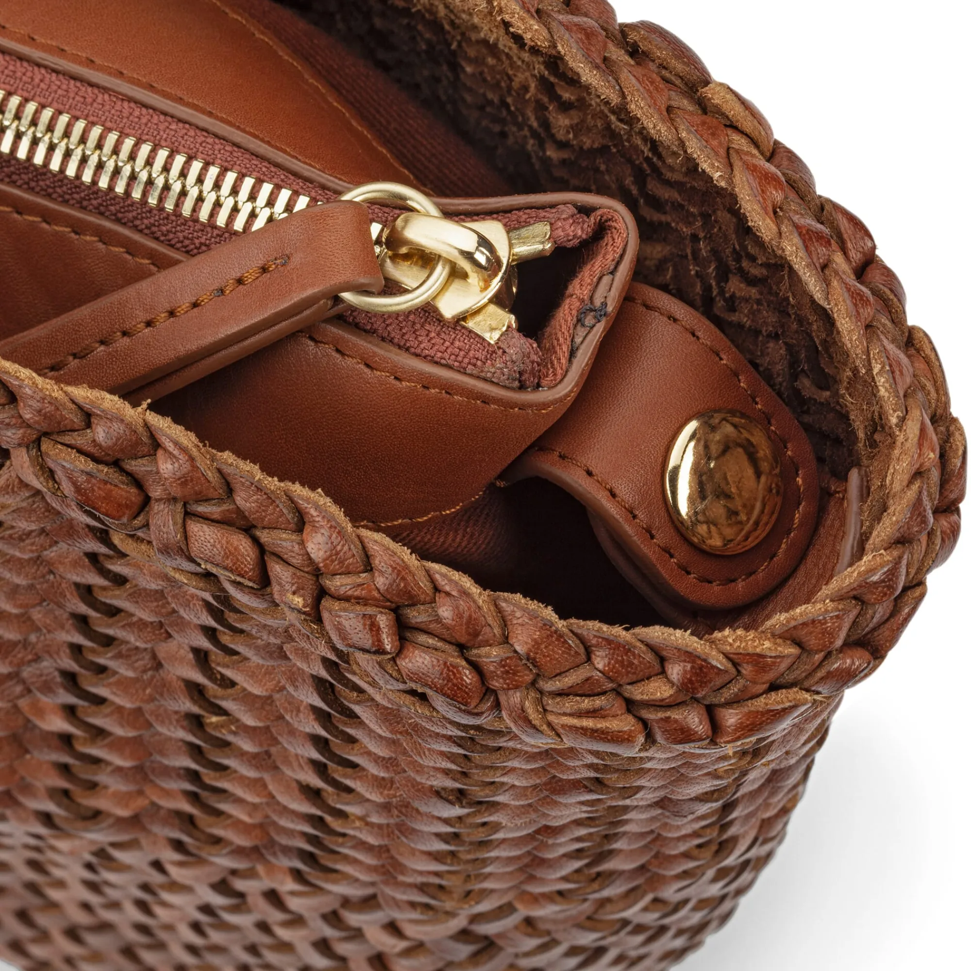 Einkaufstaschen & -Körbe|Umhänge- & Handtaschen * Allan K Damen-Ledershopper geflochten, Braun