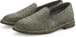 Stiefel|Klassische Damenschuhe * Punto Pigro Damen-Lederslipper geflochten Oliv