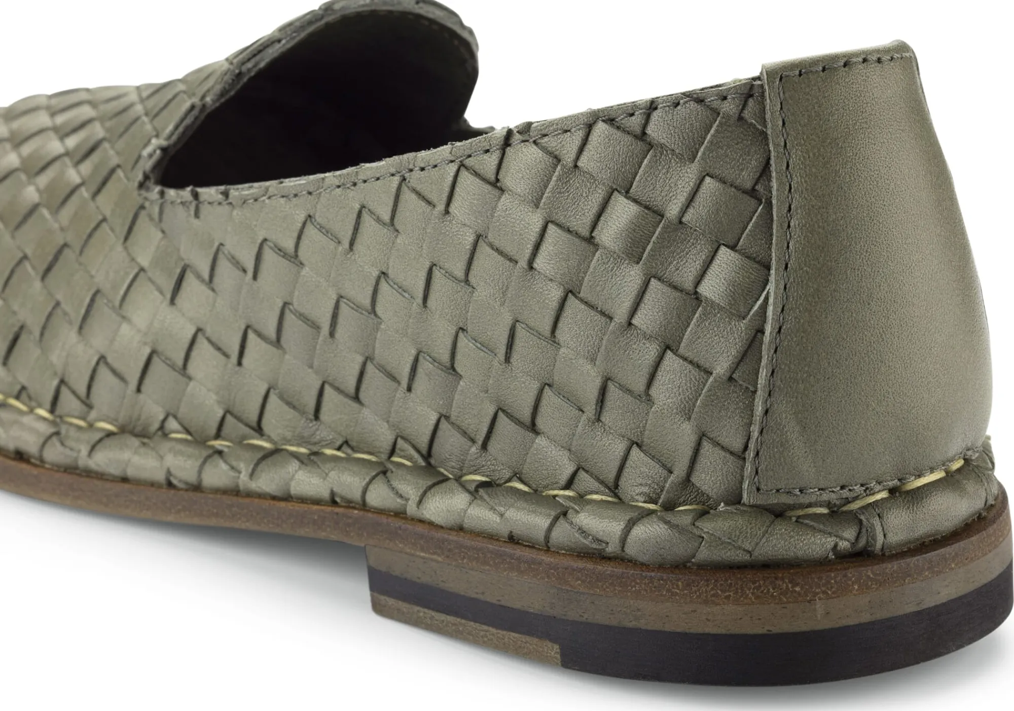 Stiefel|Klassische Damenschuhe * Punto Pigro Damen-Lederslipper geflochten Oliv