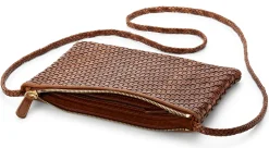 Umhänge- & Handtaschen|Handtaschen * Allan K Damen-Ledertasche geflochten Braun