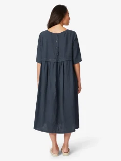 Kleider * Oska Damen-Leinenkleid Dunkelblau