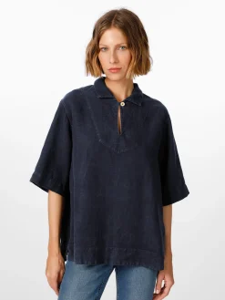Blusen * Armor lux Damen-Leinenschlupfbluse Dunkelblau