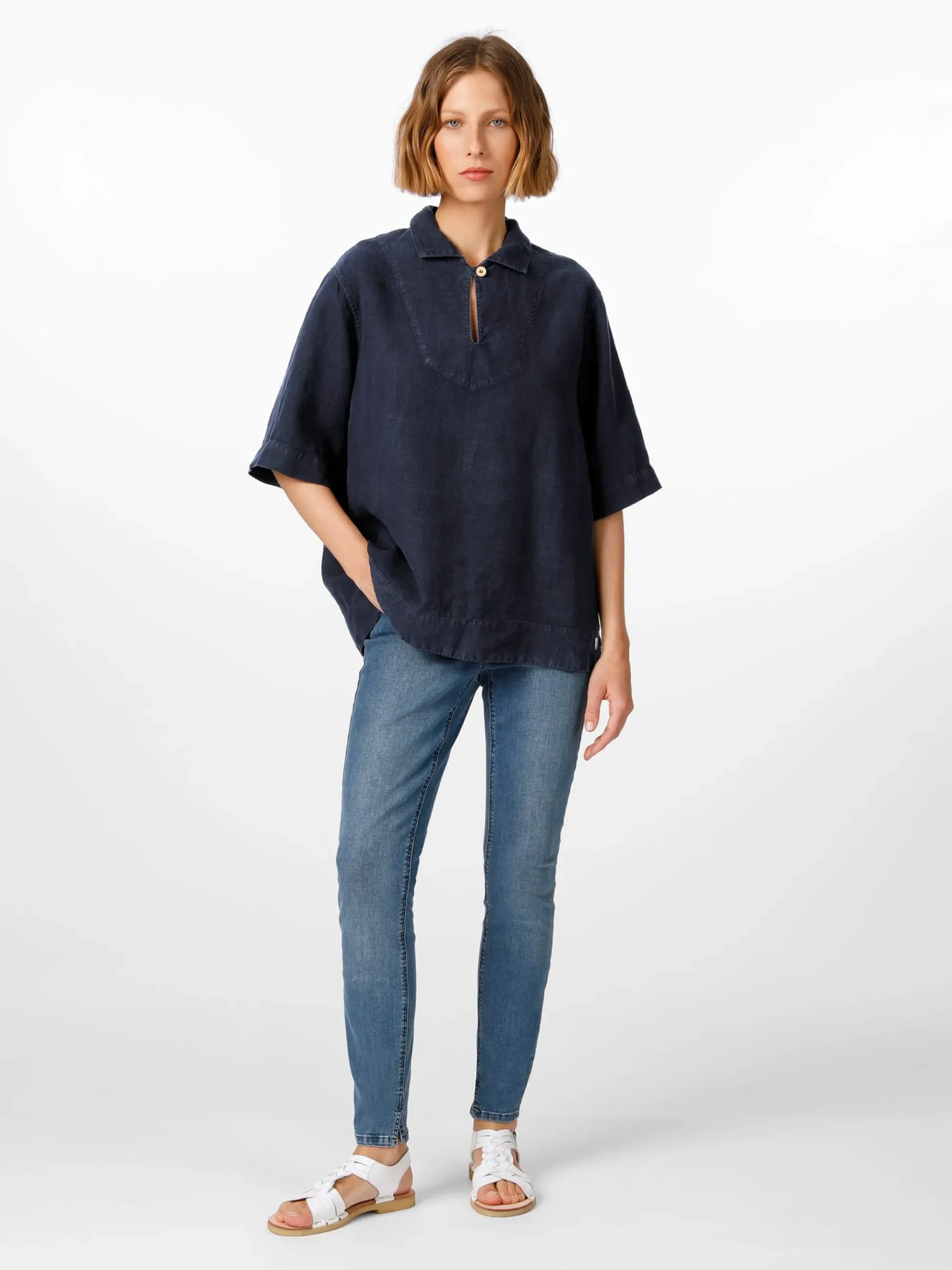 Blusen * Armor lux Damen-Leinenschlupfbluse Dunkelblau