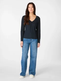 Shirts & Tops * LANIUS Damen-Longsleeve V-Ausschnitt Navy