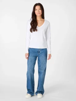 Shirts & Tops * LANIUS Damen-Longsleeve V-Ausschnitt Weiß