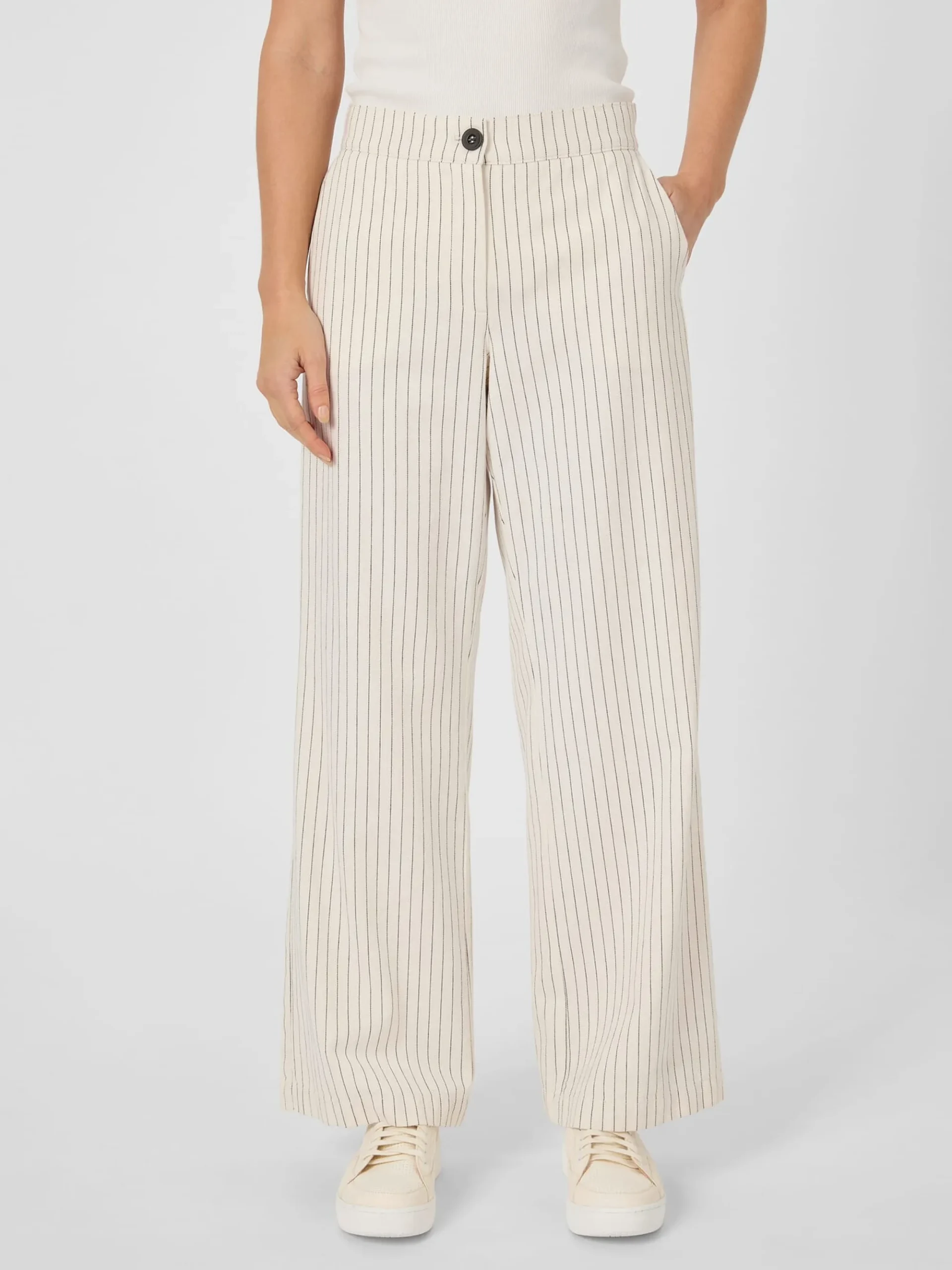 Hosen * LANIUS Damen-Marlenehose Nadelstreifen Weiß