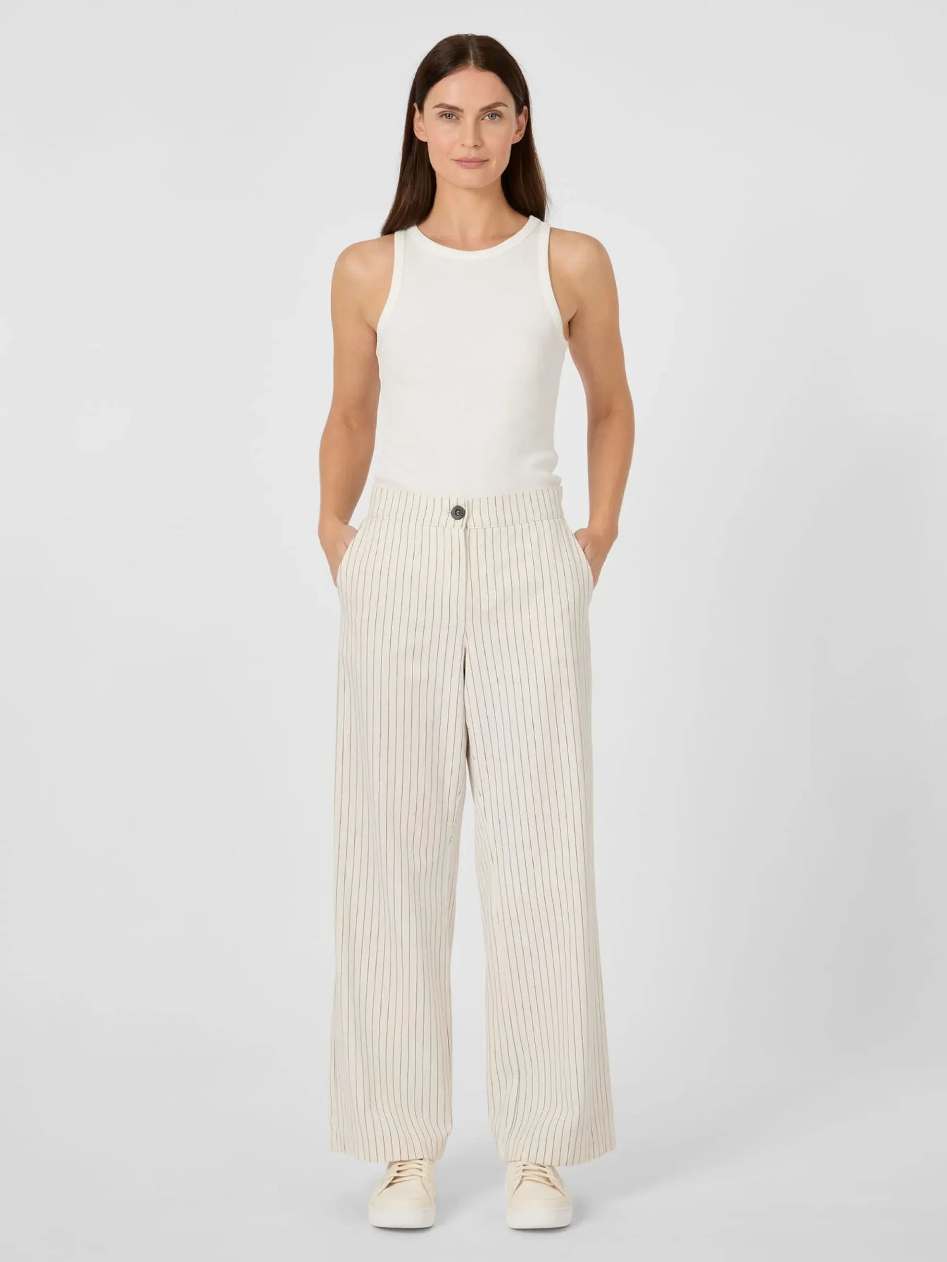 Hosen * LANIUS Damen-Marlenehose Nadelstreifen Weiß