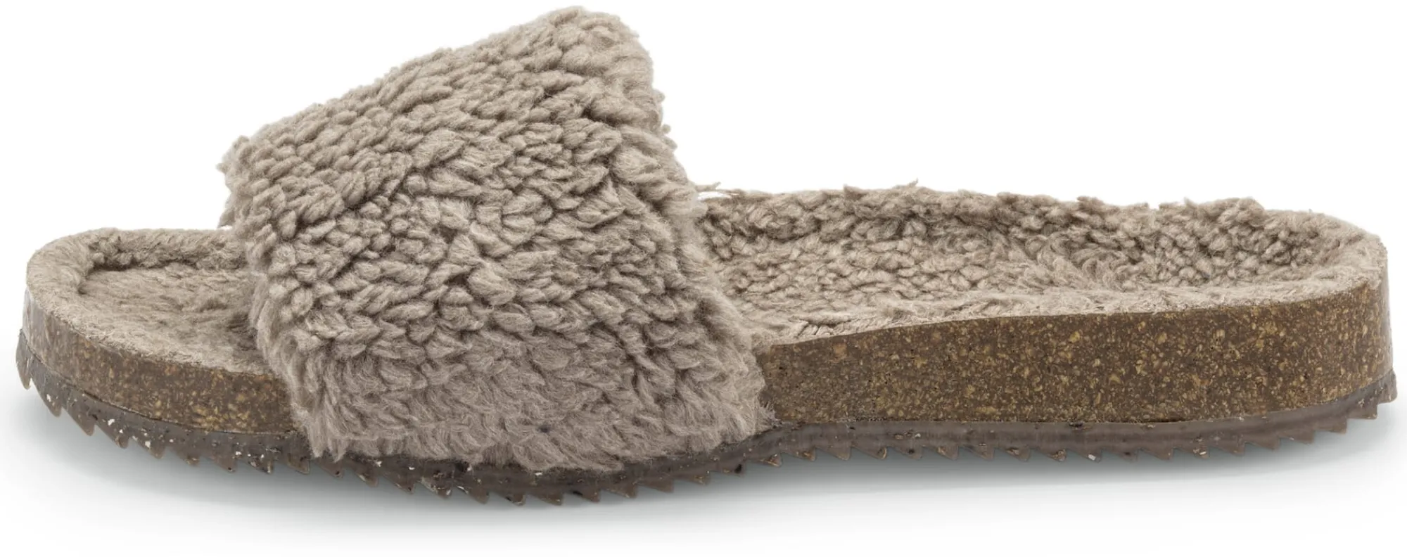 Sandalen|Freizeitschuhe * Grand Step Shoes Damen-Pantolette Teddyplüsch Taupe