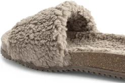Sandalen|Freizeitschuhe * Grand Step Shoes Damen-Pantolette Teddyplüsch Taupe