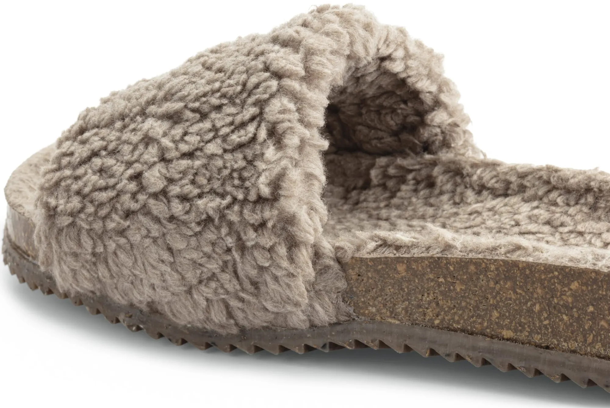 Sandalen|Freizeitschuhe * Grand Step Shoes Damen-Pantolette Teddyplüsch Taupe