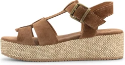 Sandalen|Freizeitschuhe * Ehm Damen-Plateausandale Cognac