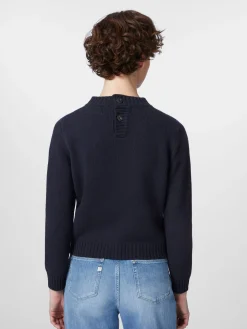 Pullover * Maglificio GRP Damenpullover mit Knopfleiste Dunkelblau