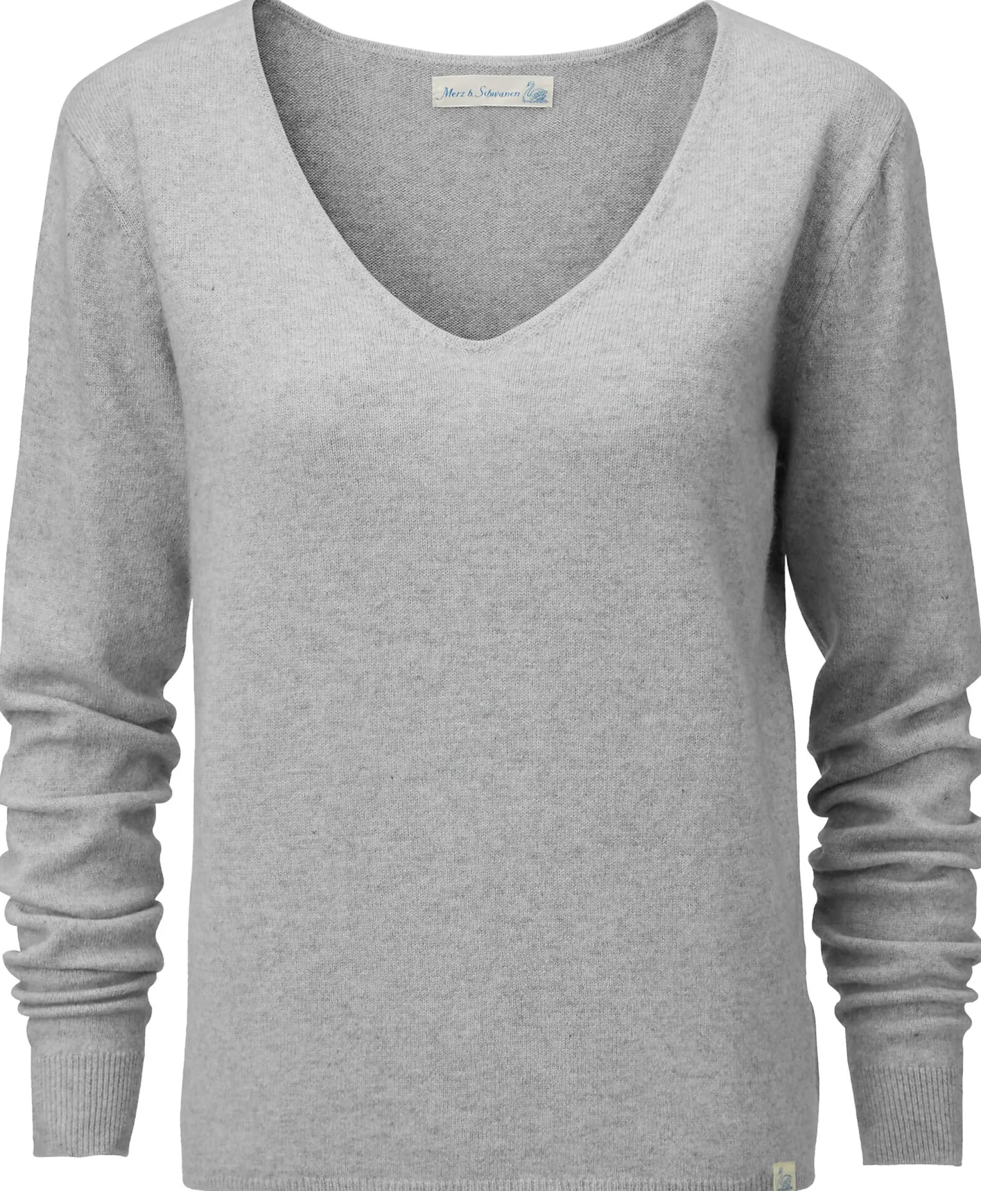 Pullover * Merz b. Schwanen Daenpuover V-Auchnitt Hellgrau
