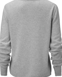Pullover * Merz b. Schwanen Daenpuover V-Auchnitt Hellgrau