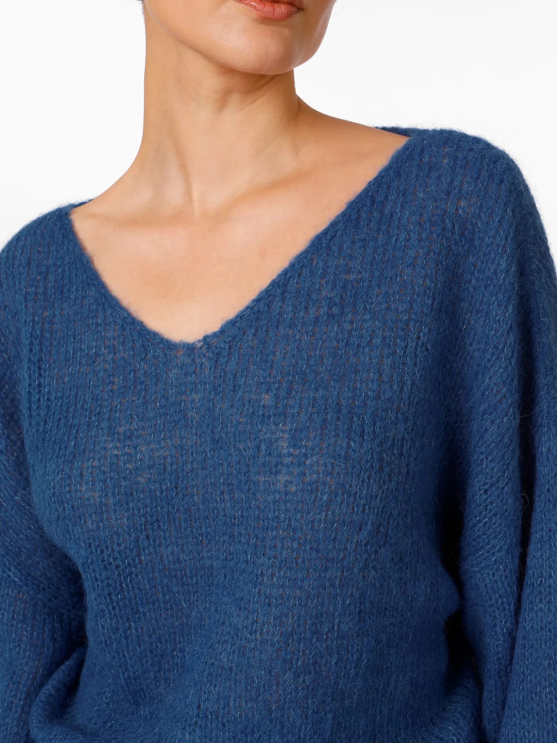 Pullover * Alma & Lovis Damenpullover V-Ausschnitt Blau
