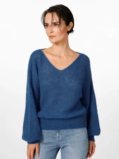 Pullover * Alma & Lovis Damenpullover V-Ausschnitt Blau