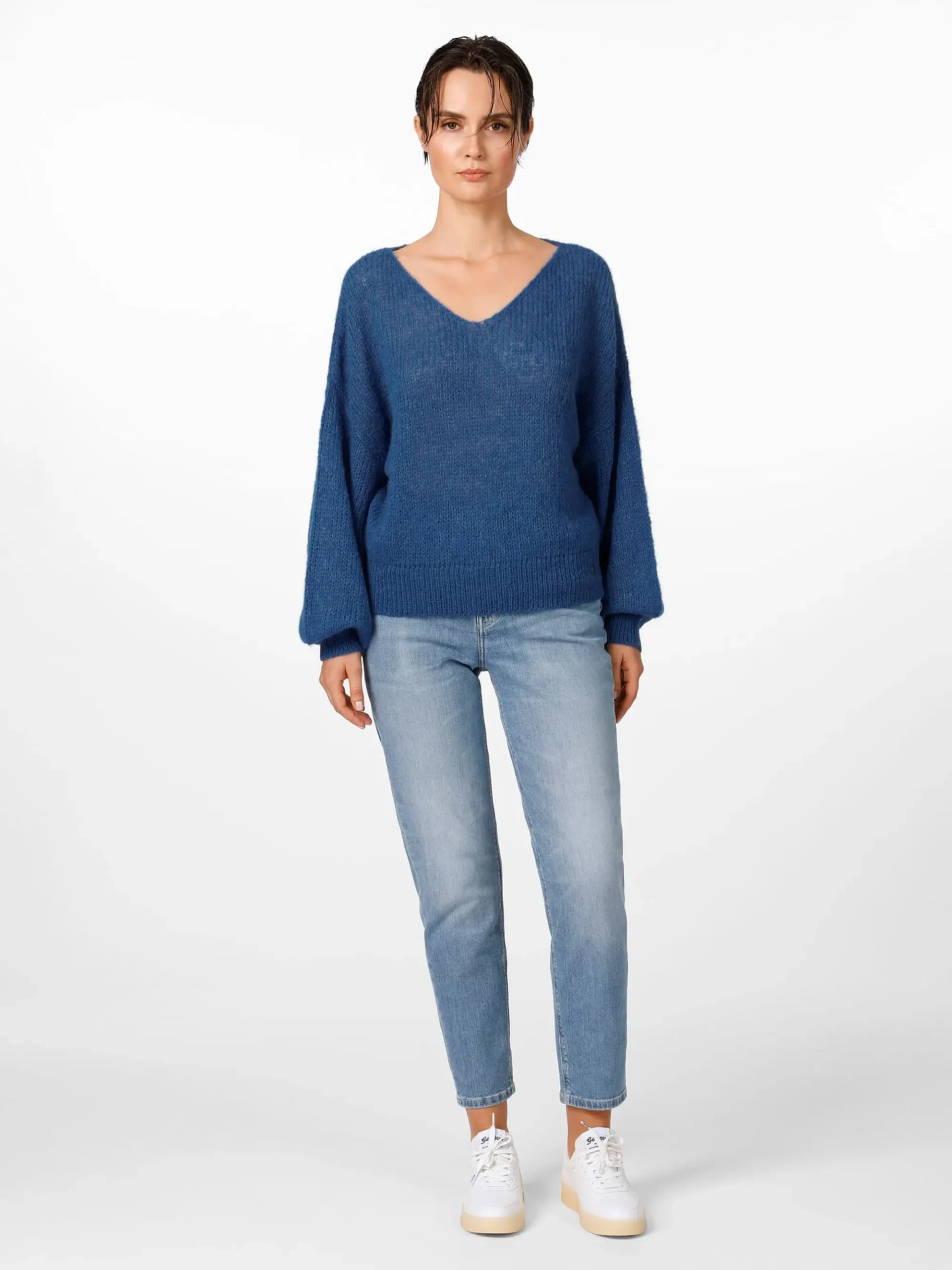 Pullover * Alma & Lovis Damenpullover V-Ausschnitt Blau