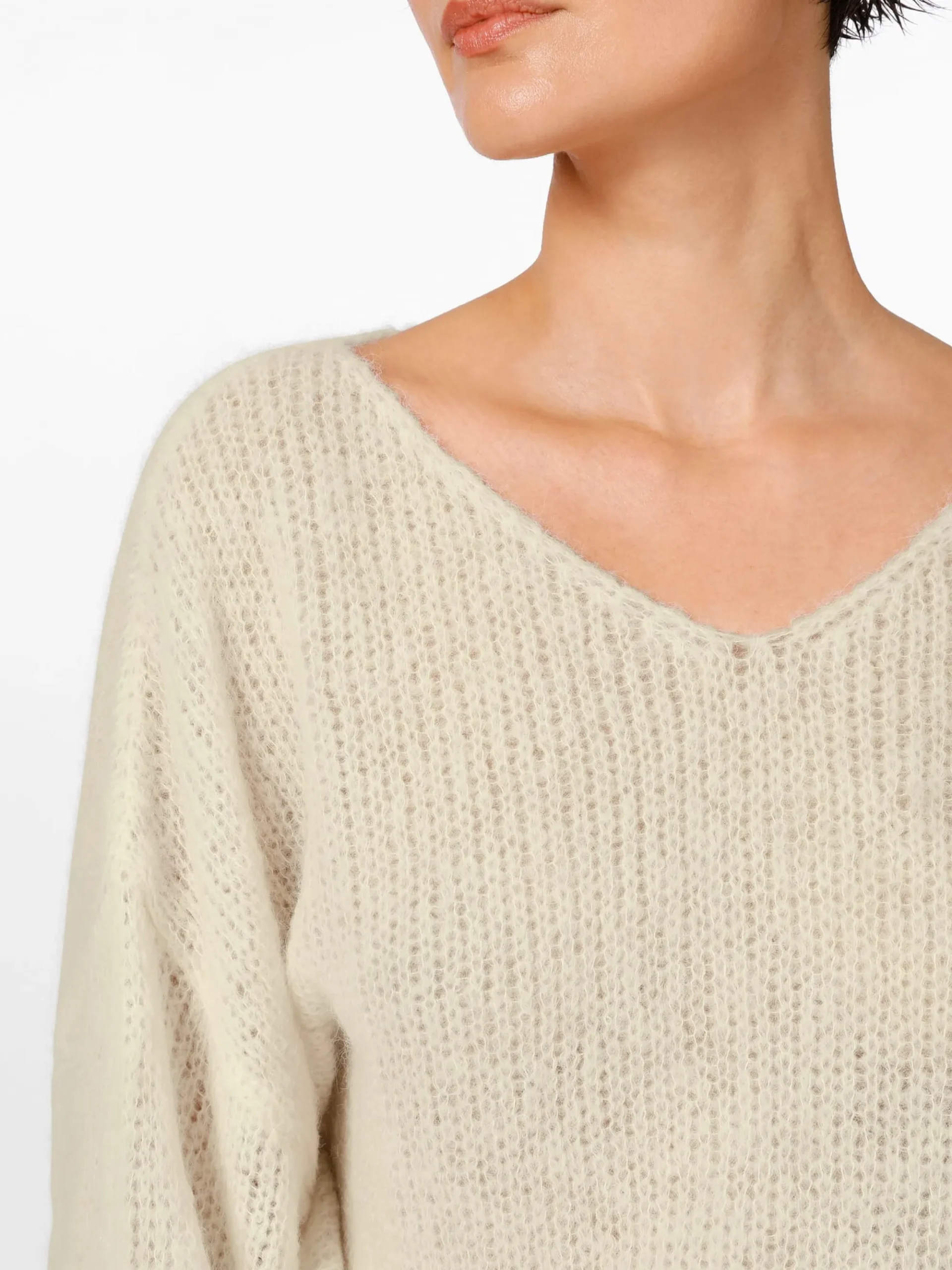 Pullover * Alma & Lovis Daenpuover V-Auchnitt Naturweiß