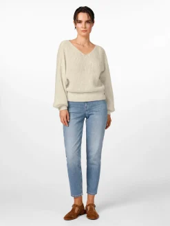 Pullover * Alma & Lovis Daenpuover V-Auchnitt Naturweiß